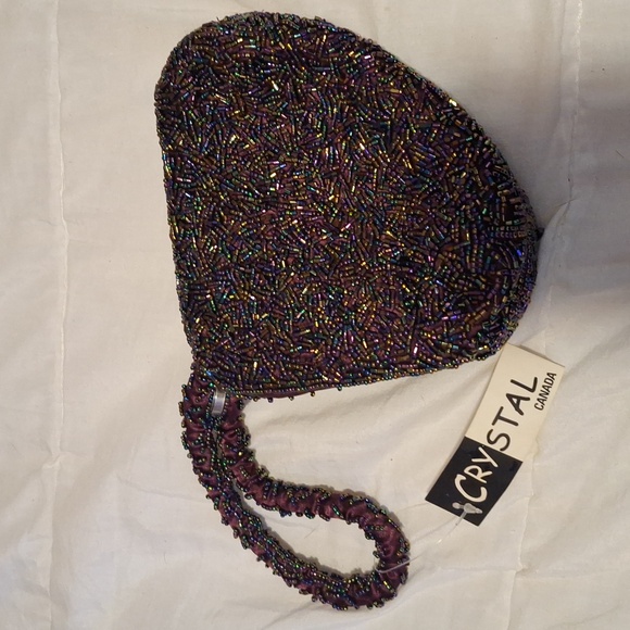 New purple beaded clutch triangle shape - Picture 2 of 4